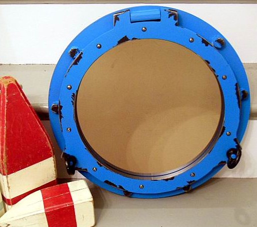 Blue Porthole Mirror